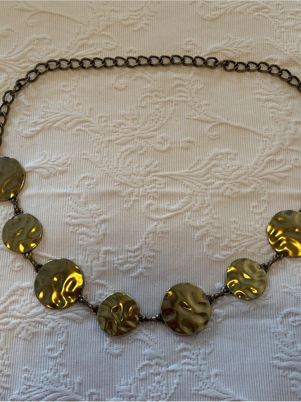 Gold-Tone Hammered Metal Belt.